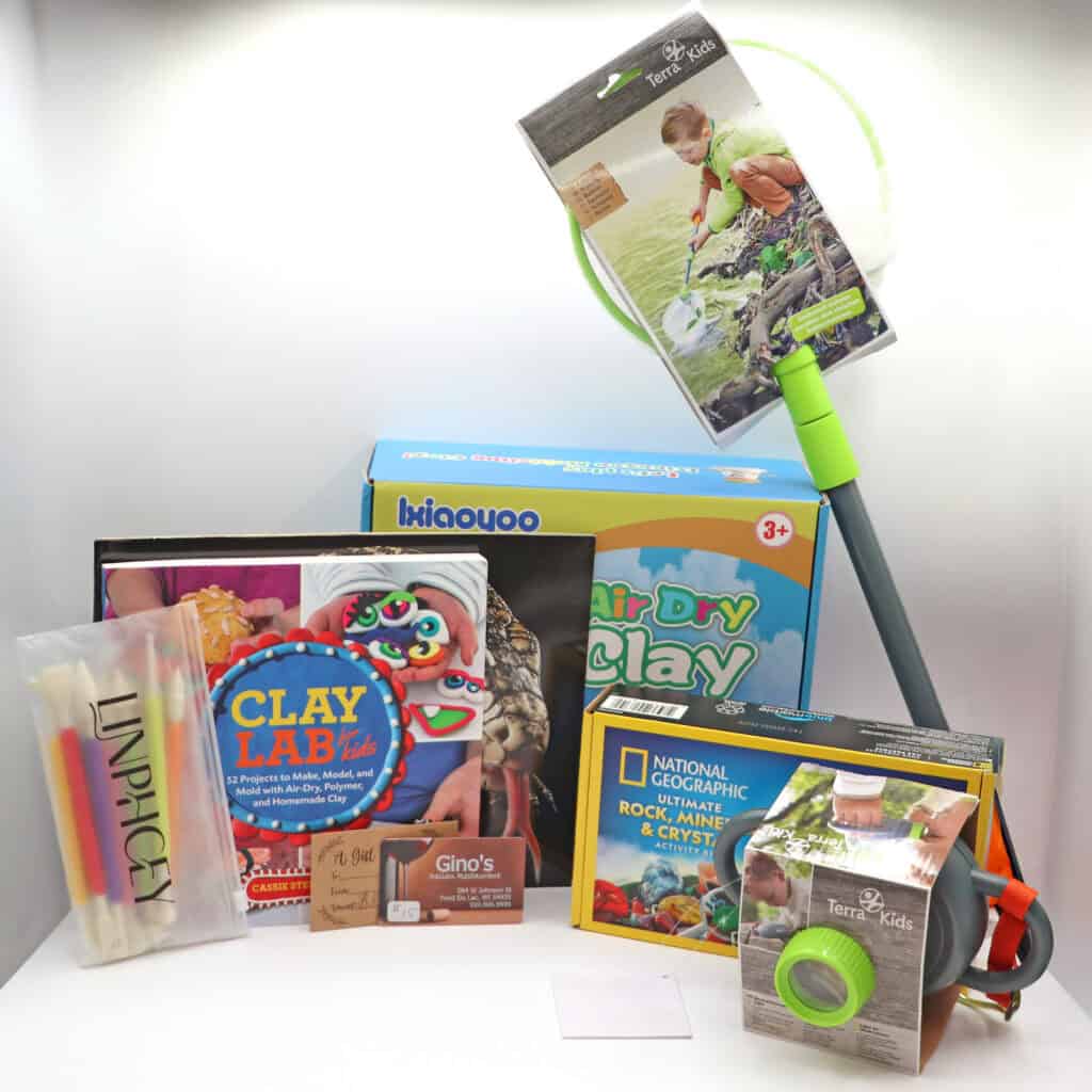 A series of toys, games, and books under the theme bugs and dirt
