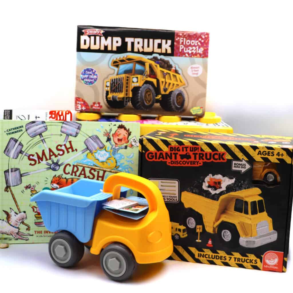 A series of construction games and toys